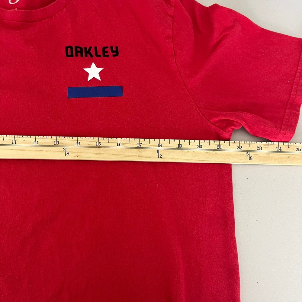 Oakley‎ Mens Red Graphic T-Shirt Short Sleeve Regular Fit Star Logo Large USA - Picture 11 of 14